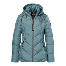 District Winterjacke Flat White (mit Kapuze, warm) mineralblau Damen