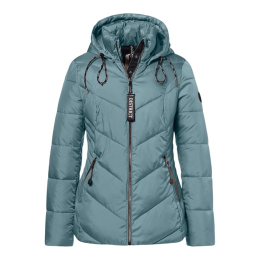 District Winterjacke Flat White (mit Kapuze, warm) mineralblau Damen