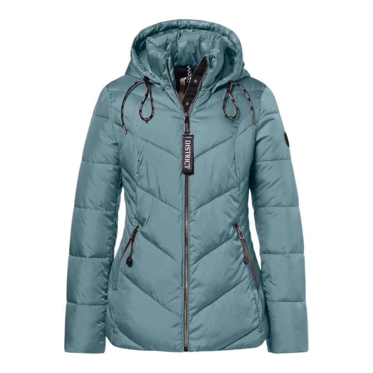 District Winterjacke Flat White (mit Kapuze, warm) mineralblau Damen