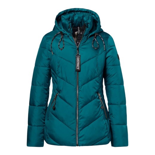 District Winterjacke Flat White (mit Kapuze, warm) pacificblau Damen