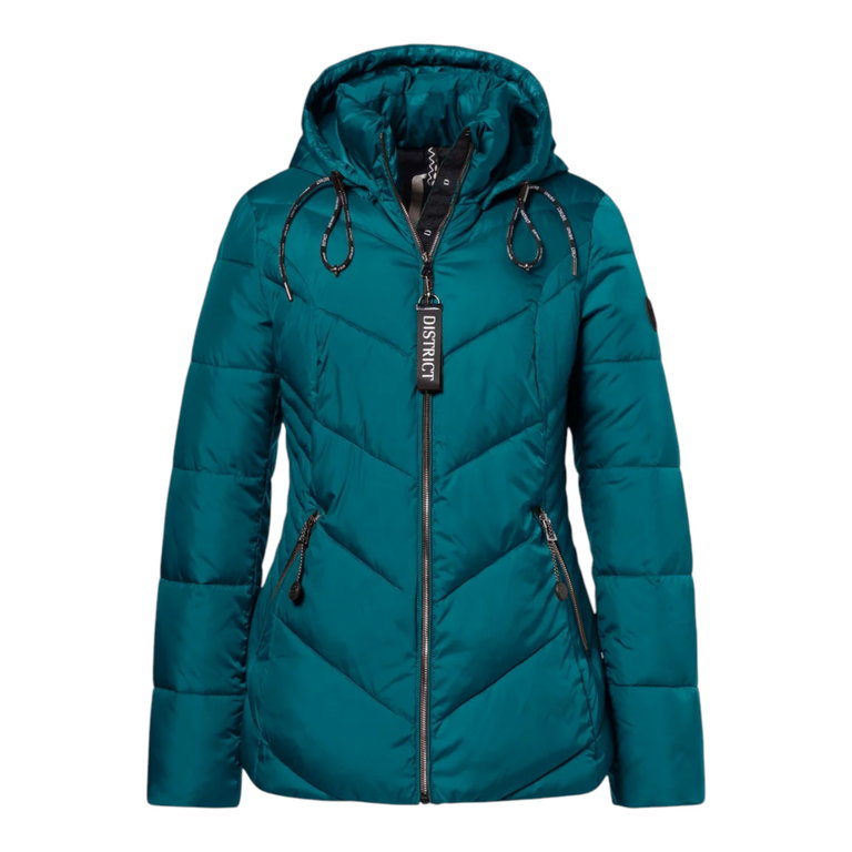 District Winterjacke Flat White (mit Kapuze, warm) pacificblau Damen