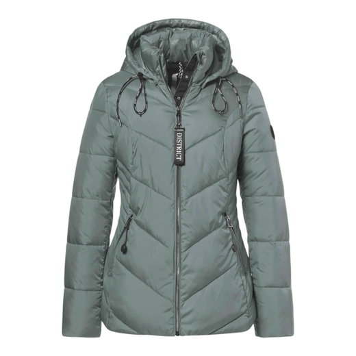District Winterjacke Flat White (mit Kapuze, warm) sagegrün Damen