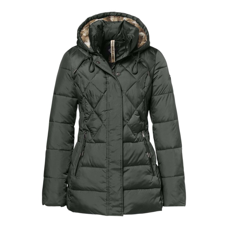 District Winterjacke Macaron (mit Kapuze, gefüttert) dunkelgrün Damen