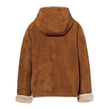 District Winterjacke Tiramisu (mit Kapuze, Veloursleder-Optik) dunkelbraun Damen
