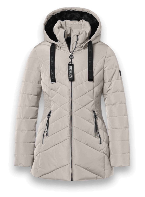 District Winterjacke Workout mit Kapuze (Mantel, wasserabweisend) beige Damen