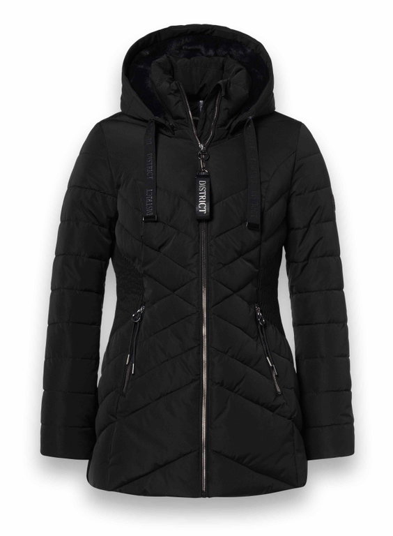District Winterjacke Workout mit Kapuze (Mantel, wasserabweisend) schwarz Damen
