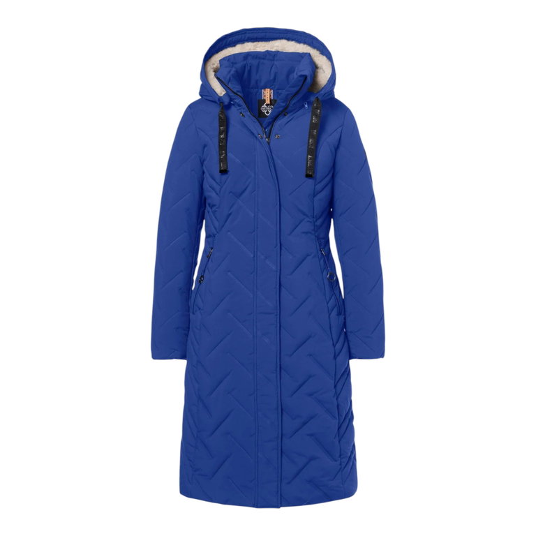 District Winter Coat Cappuccino (with hood, warm) cobalt blue ladies