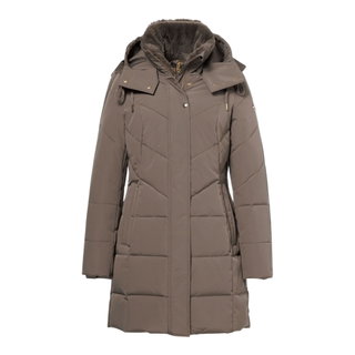 District Winter Coat Affogato (with hood, warm, windproof) taupe brown ladies