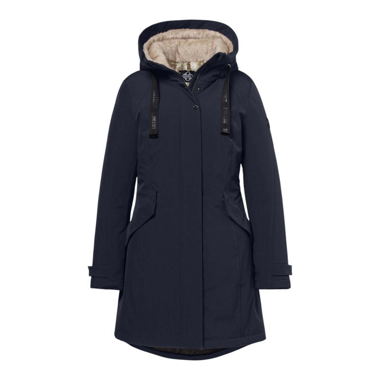 District Wintermantel Panna Cotta (mit Kapuze, warm, winddicht) navyblau Damen