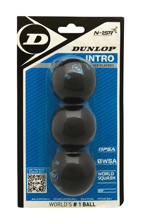 Dunlop Squashball Intro (blauer Punkt, schnell) - 3 Stück in Blisterverpackung