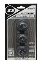 Dunlop Squashball Competition (1 Punkt, Speed langsam) schwarz Blisterverpackung - 3 Bälle