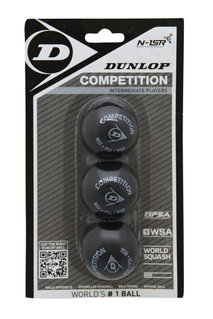 Dunlop Squashball Competition (1 Point, Speed slow) black Blister packaging - 3 balls