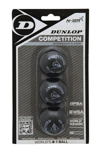 Dunlop Squashball Competition (1 Point, Speed slow) black Blister packaging - 3 balls