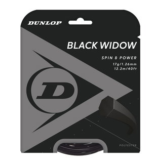 Besaitung mit Tennissaite Dunlop Black Widow (Haltbarkeit+Spin) schwarz