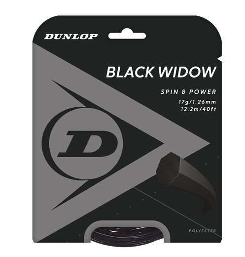 Dunlop Tennissaite Black Widow (Haltbarkeit+Spin) schwarz 12m Set