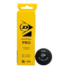 Dunlop Squashball Pro (2 żółte punkty, prędkość bardzo wolna) czarny - 3 piłki w blisterze kartonowym