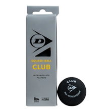 Dunlop Squashball Club (żółta kropka, prędkość wolna) czarny - 3 piłki w blisterze kartonowym