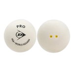 Dunlop Squashball Pro (2 gelbe Punkte, Speed sehr langsam) <b>WEISS</b> - 1 Ball