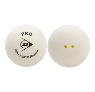Dunlop Squashball Pro (2 gelbe Punkte, Speed sehr langsam) <b>WEISS</b> - 1 Ball