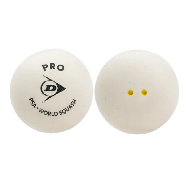 Dunlop Squashball Pro (2 gelbe Punkte, Speed sehr langsam) <b>WEISS</b> - 1 Ball