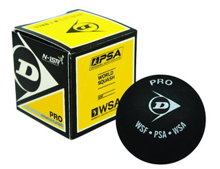 Dunlop Squashball Pro (2 gelbe Punkte, Speed sehr langsam) schwarz - 1 Ball