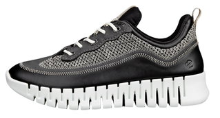 ECCO Sneaker Gruuv Lea (atmungsaktiv Textil) schwarz Damen