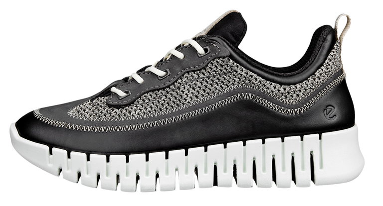 ECCO Sneaker Gruuv Lea (atmungsaktiv Textil) schwarz Damen