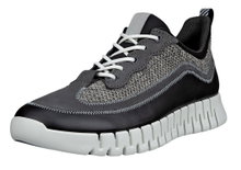 ECCO Sneaker Gruuv Lea (Premium-Leder, Mesh-Gewebe) schwarz/grau Herren