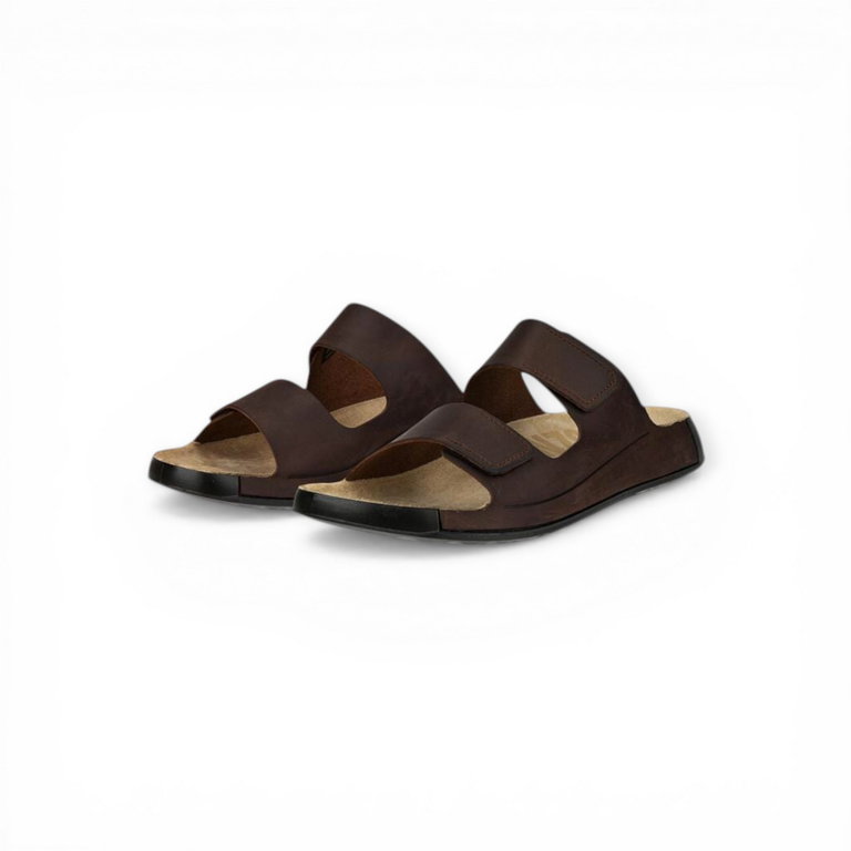 ECCO Sandale Cozmo Flat (Nubukleder, flexible Sohle) dunkelbraun Herren