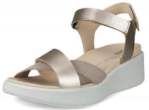 ECCO Sandale Flowt (Vollnarb und Nubukleder) gold/weiss Damen