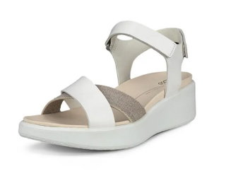 ECCO Flowt Sandal (Full Grain and Nubuck Leather) White Ladies