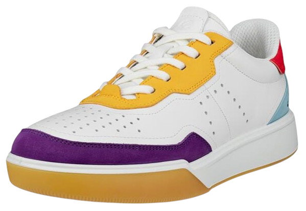 ECCO Sneaker Street Court Lea (Premium-Leder) weiss/gelb/violett Damen
