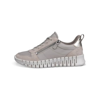 ECCO Sneaker Gruuv Zip Lace (Premium-Leder) grau/beige Damen