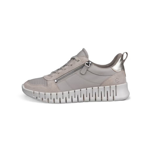 ECCO Sneaker Gruuv Zip Lace (Premium-Leder) grau/beige Damen