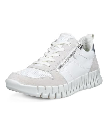 ECCO Sneaker Gruuv Zip Lace (Premium-Leder) weiss Damen