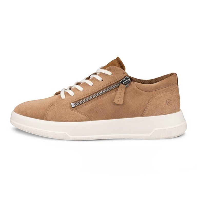 ECCO Move Zip Lace Sneakers (Premium Leather) camel brown Ladies
