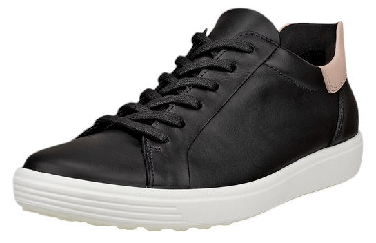 ECCO Soft 7 Easy Slip Low Sneakers (Premium Leather) black/white ladies