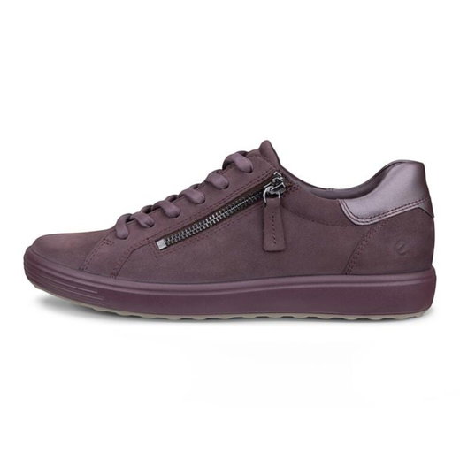 ECCO Sneaker Soft 7 Side Zip Lace (Premium-Vollnarbenleder) dunkelviolett Damen