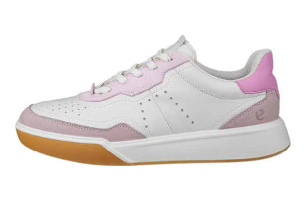 ECCO Sneaker Street Court Lea (Premium-Leder) weiss/rosa/lila Damen
