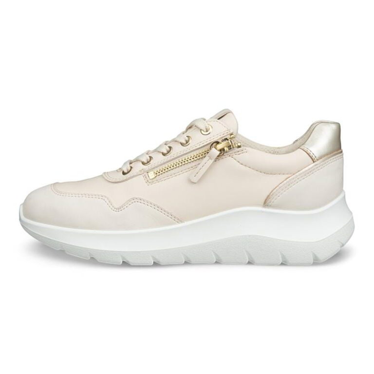 ECCO Sneaker Valerie Side Zip (Nubukleder) limestone/gold Damen