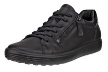 ECCO Sneaker Soft 7 Side Zip Lace (Premium-Vollnarbenleder) schwarz Damen
