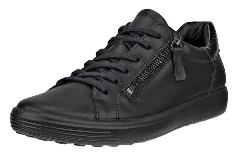ECCO Sneaker Soft 7 Side Zip Lace (Premium-Vollnarbenleder) schwarz Damen