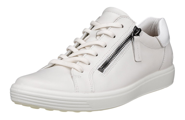 ECCO Sneaker Soft 7 Side Zip Lace (Premium-Vollnarbenleder) weiss Damen