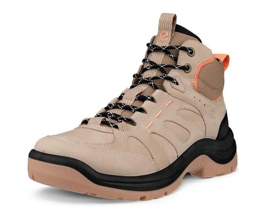 ECCO Wanderschuhe Offroad (Nubukleder, wasserdicht) braun/korallrot Damen