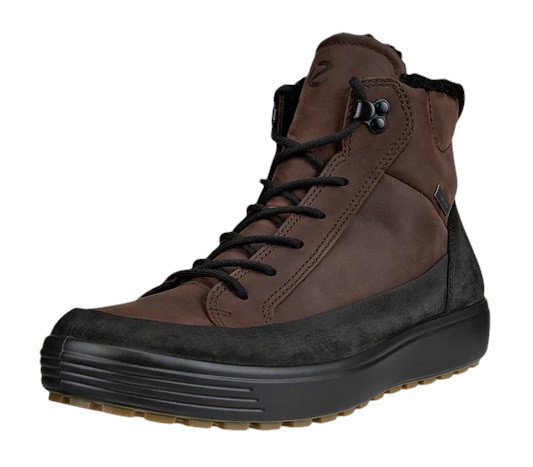 ECCO Wanderschuhe Soft 7 Tred High-Cut (Nubukleder, wasserdicht) schwarz/braun Herren
