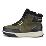 ECCO Winterschuhe Street Court Sporty (Vollnarbenleder, wasserdicht) schwarz/dunkelgrün Kinder