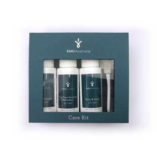 EMU Australia Schuhpflege Care Kit Set (59ml Refresher, 59ml Rain&Stain, 59ml Suede Cleaner, Bürste)