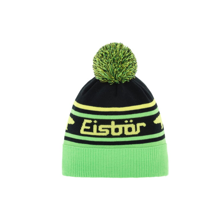Eisbär Mütze (Pompon) Chani - Merinomix - schwarz/grün/limone - 1 Stück