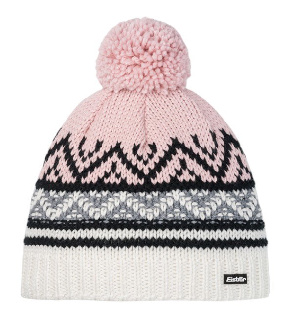 Eisbär Mütze (Pompon) Kathrin Damen - Merinomix - pink/weiss/schwarz - 1 Stück
