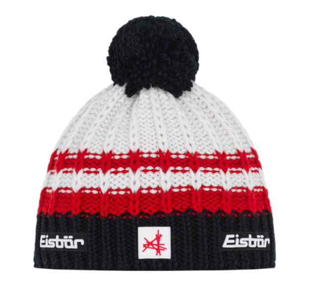 Polar Bear Hat (Pom Pom) Kova SA - Merinomix - white/black/red - 1 piece